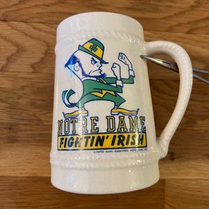 Vintage 80s Notre Dame Fightin' Irish Beer Stein Mug NCAA